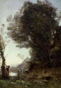 Jean Baptiste Camille  Corot appelskord i ariccia oil on canvas